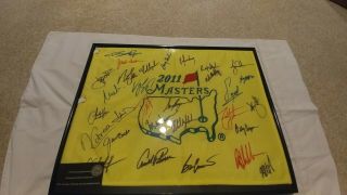 2011 Multi Signed Masters Flag W/ - Tiger Woods,  Arnold Palmer And More