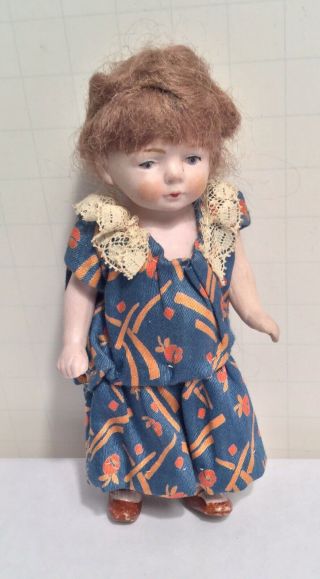 Small 4 1/2 Inch German Bique Doll Antique
