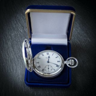 Waltham Sterling Silver 17 Jewel Full Hunter Pocket Watch,  Case