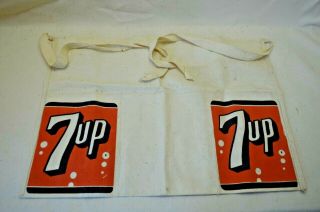 Vintage 7 Up Soda Pop Advertising Vendors Cloth Apron / Ball Park / Shop 7up