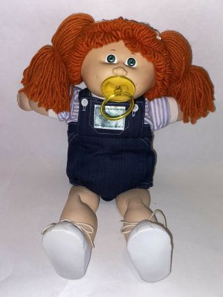 Vtg Coleco Cabbage Patch Kid Doll Redhead Red Hair Pacifiers Short Overalls Euc