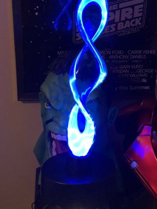 Vintage Lumi Source Electra Plasma Blue Flame Motion Art Glass Lamp
