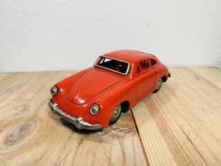 Vintage Tin Litho Porsche Toy Car Friction Tin Toy Car Japan 6 " Long Wks N/r