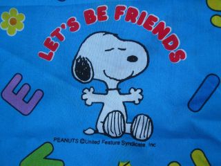 Vtg Peanuts Snoopy Woodstock Lets Be Friends Twin Fitted Sheet Bibb Co Usa Exc