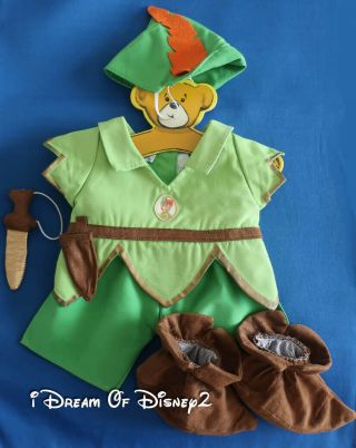 Build - A - Bear Disney Peter Pan Costume Teddy Complete Outfit W Sword,  Shoes,  Hat