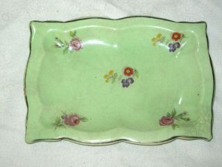 A Vintage Clarice Cliff Newport Pottery Green Floral Square Biscuit Tray