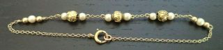 Stunning Vintage Estate Signed 10k Solid Gold Pearl Bead 6 3/4 " Bracelet G983j