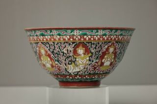 Large (18 Cm Diameter) 19th C.  Chinese Porcelain Benjarong Bowl For Thai Market
