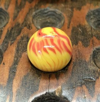 Cac Flame Red On Yellow Vintage Marbles 19/32 " Christensen Agate