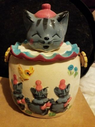 Vintage Cat Cookie Jar,  Lipper & Mann Creations,  Japan,  With Sticker On Bottom
