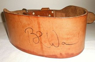 Branch Warren Autographed Vintage Altus Weight Lifting Leather Belt Size Large 3