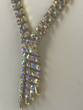 Vintage Antique Sparkle Necklace Rhinestone Crystal Aurora Borealis Graduated