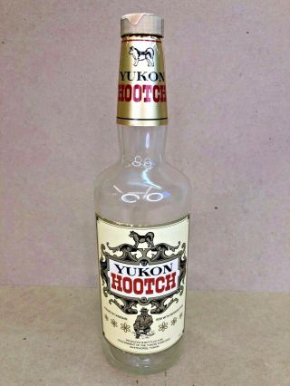 Vintage Yukon Hootch Rum Bottle Empty 25 Oz.  Gold Miner Husky Dog