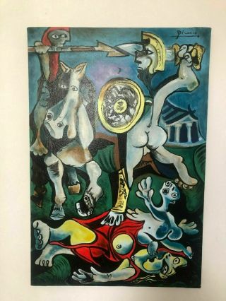 Pablo Picasso Artist Oil Painting On Canvas Signed Unframed 21  X 31