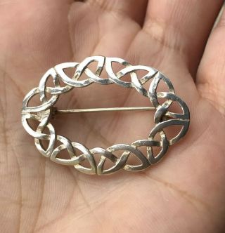 Vintage Scottish Celtic Sterling Silver Knot Brooch