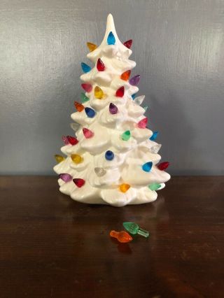 Vintage White Ceramic Christmas Tree,  Colorful Lights,  Non - Electric But SO CUTE 2