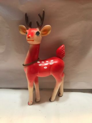 Large Vintage Rubber/plastic Christmas Reindeer Figure Japan 15j