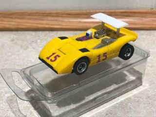 Vintage Aurora Afx Non Mag Can Am Yellow 15 Ho Slot Car With Case