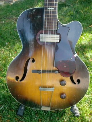 Vintage harmony Jumbo Hollow Body jazz Guitar w/ hard case BLUSEY 2