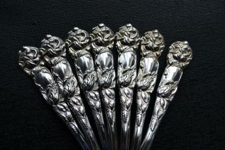 Vintage William Adams Silver Plated,  Set 7 Coffee Spoons,  Bridal Rose,  Italy 2