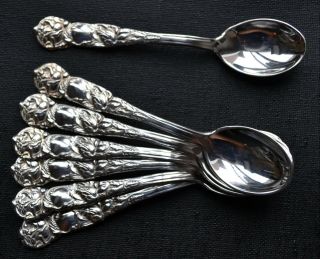Vintage William Adams Silver Plated,  Set 7 Coffee Spoons,  Bridal Rose,  Italy 3