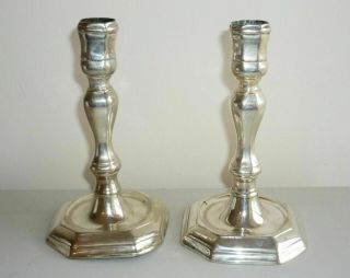 Fine Pair Early 18th Century Silvered Brass Candlesticks C1700