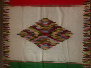 Vintage Antique Mexico Flag Rio Grande Saltillo Blanket Rug Native 77x39
