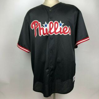 Vtg Majestic Philadelphia Phillies Black Mesh Baseball Jersey Size 3x Philly Mlb