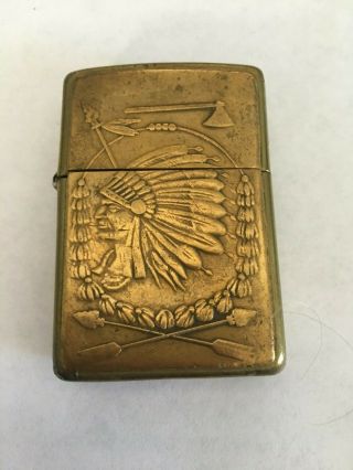 Zippo Native American Indian Chief Brass Cigarette Lighter