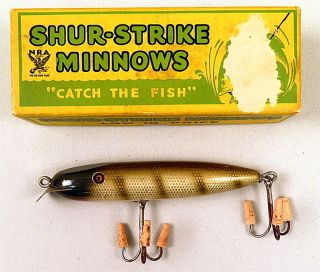 Vintage Shur Strike Fishing Lure P - 0 W/box