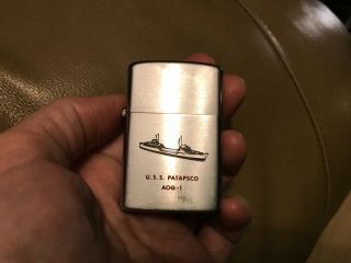 Vintage Barlow Wind Proof Lighter.  U.  S.  S Patapsco Aog - 1 Service Support Vietnam