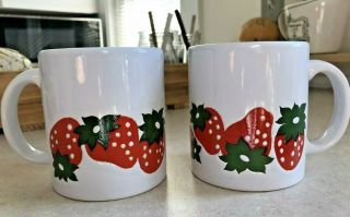 Vintage Waechtersbach Coffee Mug Set Of 2 Strawberry Design Made In West Germany