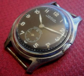 Vintage 1940s Oversized Eloga Vadux 15 J Swiss Military Watch Running Wristwatch