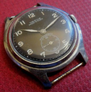 Vintage 1940s Oversized ELOGA VADUX 15 J Swiss Military Watch Running Wristwatch 2