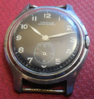 Vintage 1940s Oversized ELOGA VADUX 15 J Swiss Military Watch Running Wristwatch 3