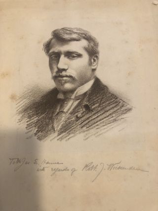 Antique Signed Robert J Wickenden Lithograph? Print Man’s Portrait 15” X 10.  75”