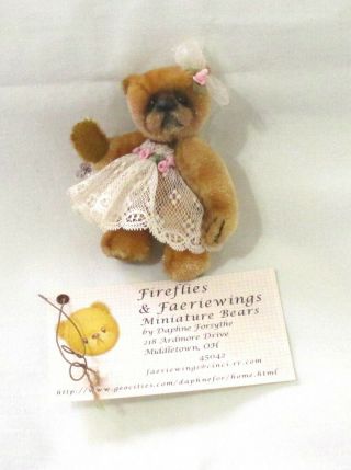 Vintage Mini Teddy Bear “rosalie” By Artist Daphne Forsythe,  2003