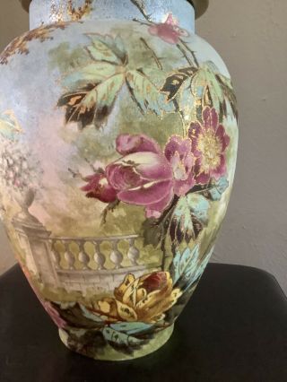 Large Antique ROYAL BONN German Porcelain Floral Decorated Tapestry Urn Vase JLB 2