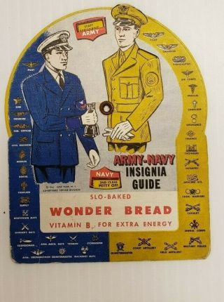 Vintage 1942 Wonder Bread Army - Navy Insignia Card
