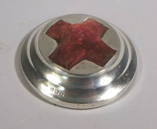 Antique Wwi Era British Red Cross Hallmarked Sterling Silver Pin Cushion 1915