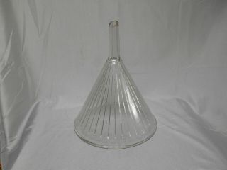 Vintage Ribbed Clear Glass 9” Funnel
