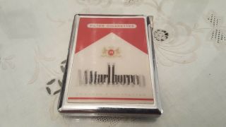 Marlboro Hologramed Cigarette Metal Case Tin Box With Lighter