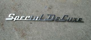 Vintage Plymouth Special Deluxe Auto Car Script Fender Emblem