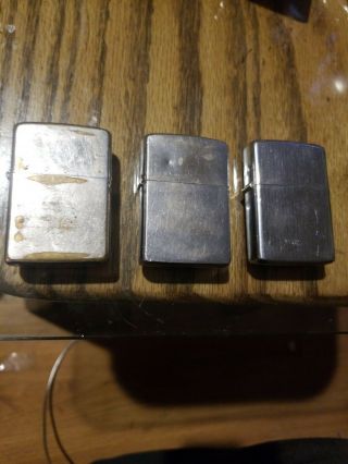 3 Vintage Zippo Lighters All Work