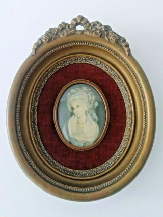 Vintage Cameo Creation Photo Oval Picture Frame " Mrs.  Chaplin " George Romney 7x8