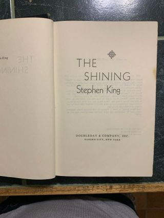 The Shining Stephen King 1977 Print First edition later run Book club S19 code 3