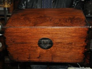 20 " Antique China Huanghuali Wood Dynasty Jewelry Vessel Box Storage Chest Boxes