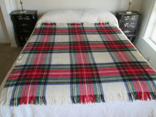 Browns Of Bermuda Vtg Wool Plaid Throw Blanket Made In Great Britain 56 X 62