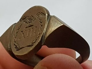 FANTASTIC EXTREMELY RARE ANCIENT BRONZE ROMAN RING LEGION.  9,  5 GR.  21 MM 3