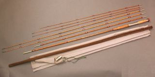 Vintage H.  L.  Leonard Tournament Split Bamboo Fly Rod Fishing Pole W/ 6 Tips,  Nr